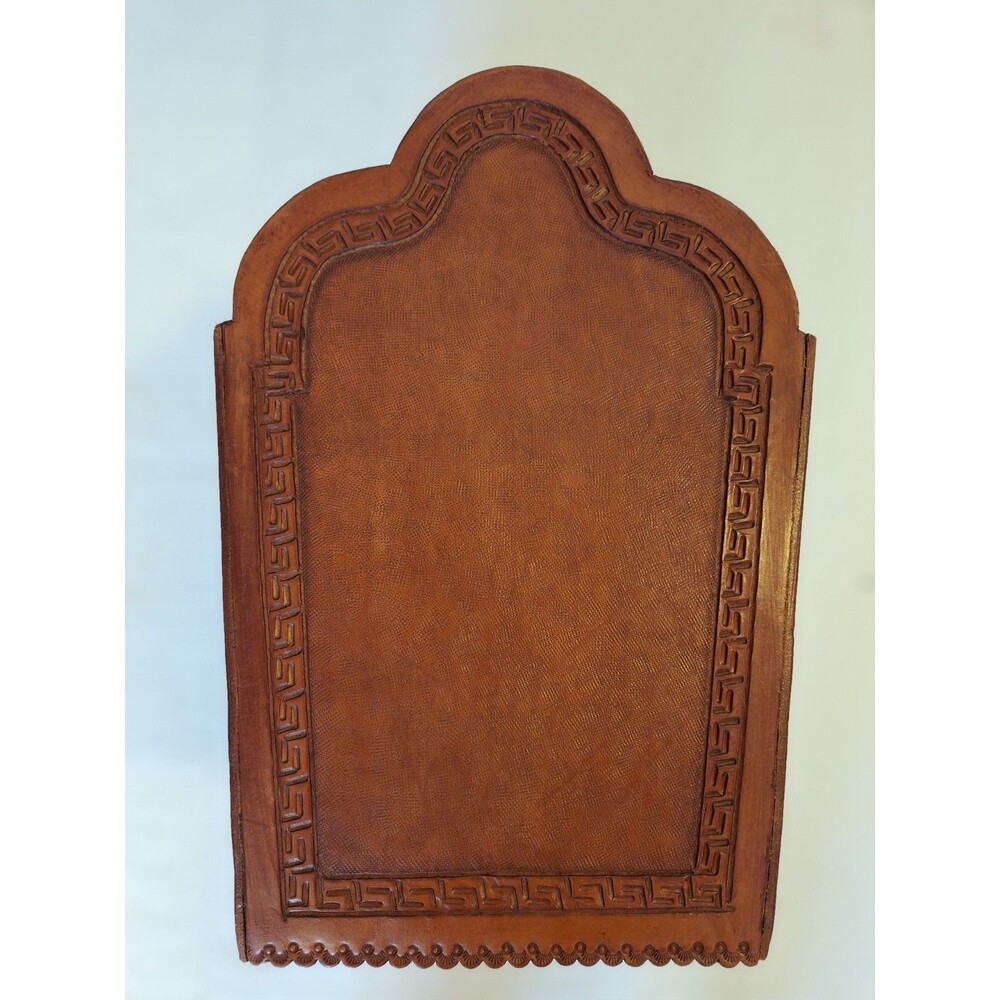 Leather Magazine Vinyl Album Rack Hand Tooled Peru South America Inca Design - Picture 6 of 10
